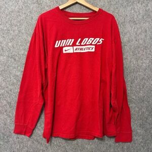 Nike UNM Lobos Athletics Long Sleeve Shirt Mens XL Red Loose Fit University TEE